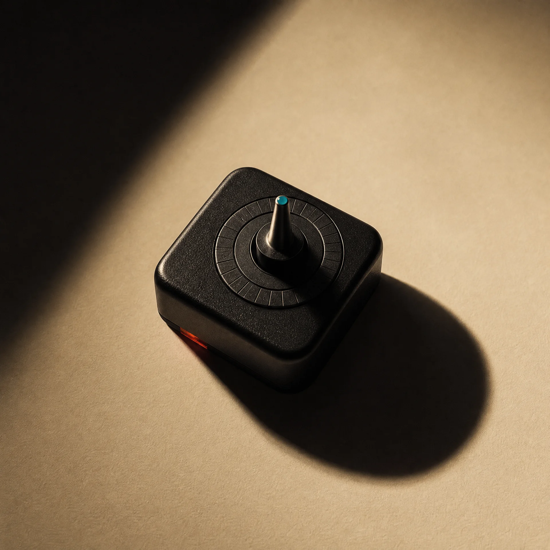 Mechanical darkroom timer casting a precise shadow